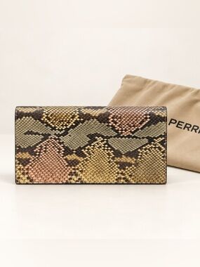 NWT Rare Perrin Paris Multicolor Snakeskin Clutch